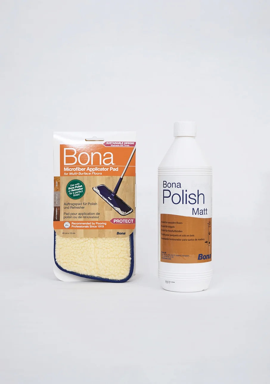 Bona Polish Matt 1L & Microfiber Applicator Pad Bundle